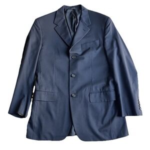 Vintage Prada Men's Black Blazer Size 48 Tonal Stripes 3 Buttons